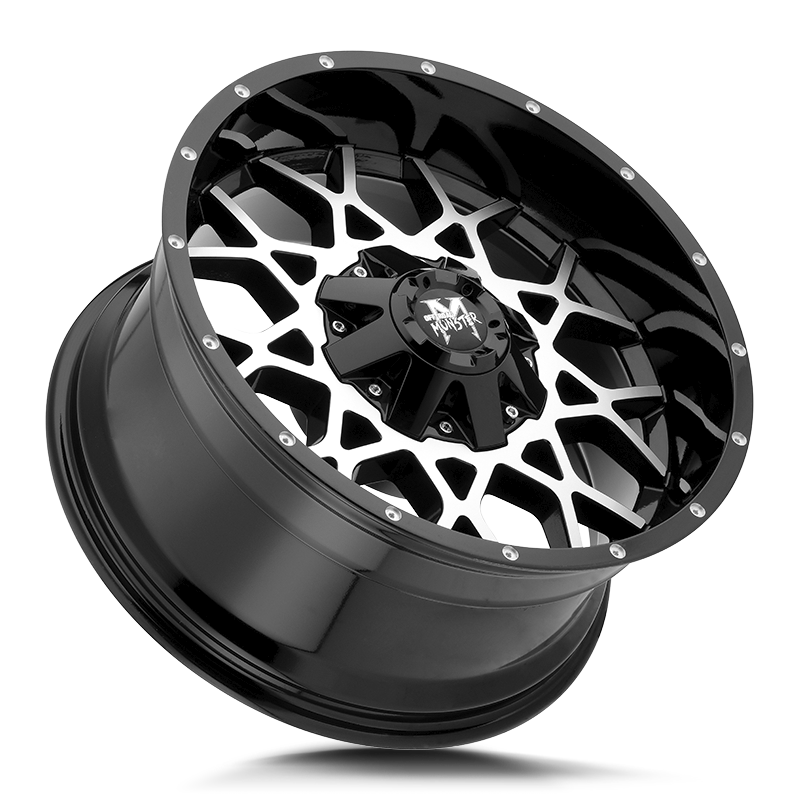 The M14 Wheel by Off Road Monster in Gloss Black Machined