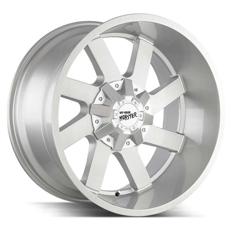 The M80 Wheel by Off Road Monster in Brushed Face Silver